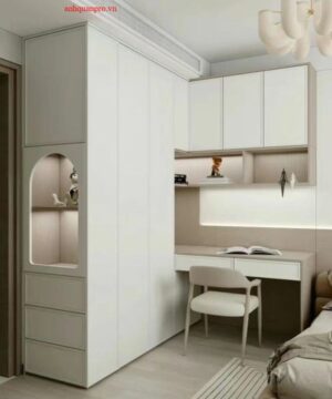 Tủ quần áo liền bàn học , bàn trang điểm TQA38