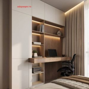 Tủ quần áo liền bàn học , bàn trang điểm TQA39