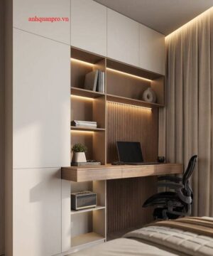 Tủ quần áo liền bàn học , bàn trang điểm TQA39