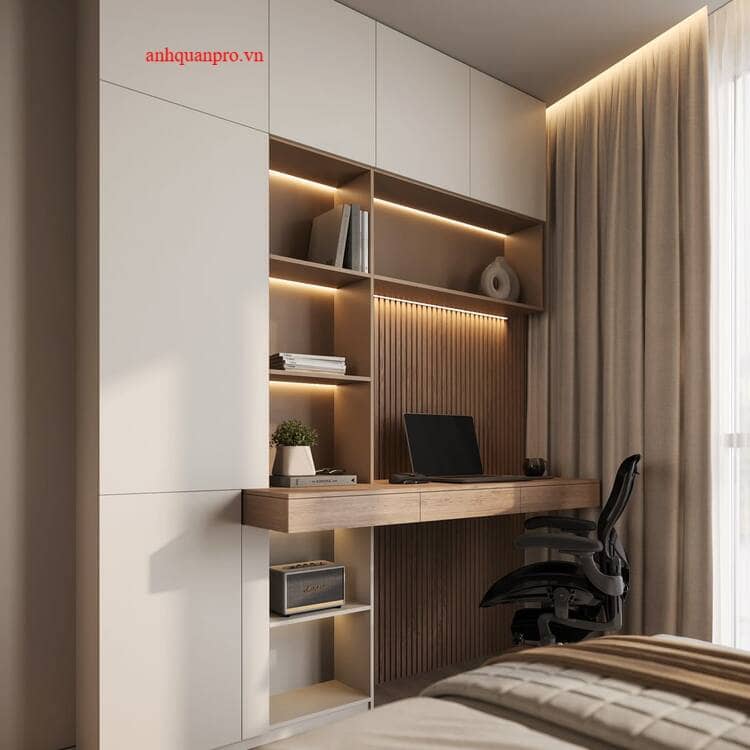 Tủ quần áo liền bàn học , bàn trang điểm TQA39 2 Tủ quần áo liền bàn học , bàn trang điểm TQA39